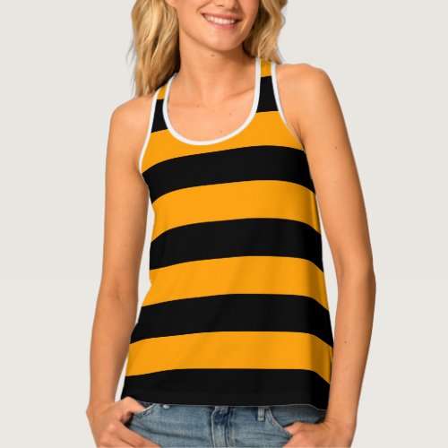 Bee Yellow and Black Striped Womens Tank Top