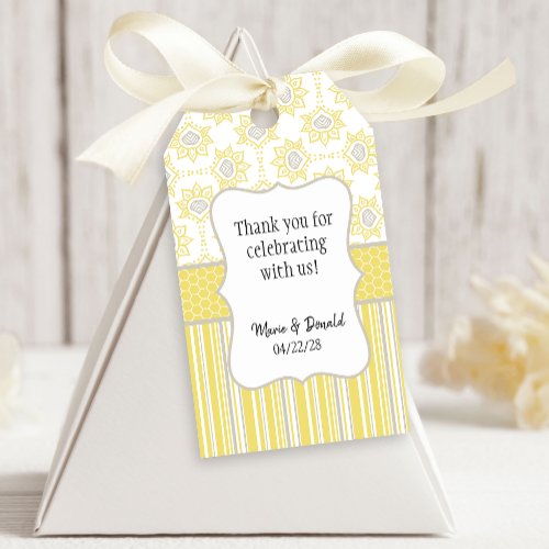 Bee Yellow and Gray Geometric Favor Gift Tags