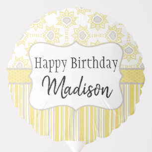 Bee Yellow and Grey Geometric Balloon