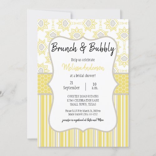 Bee Yellow and Grey Geometric Bridal Brunch