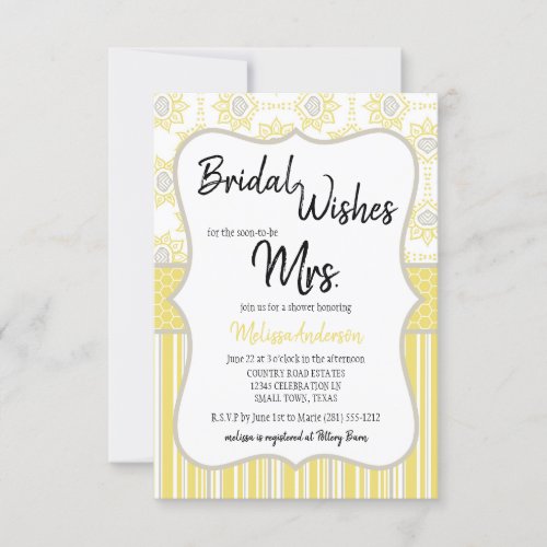 Bee Yellow and Grey Geometric Bridal Shower