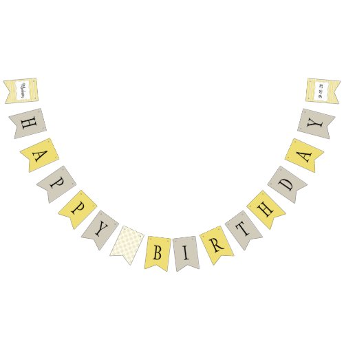 Bee Yellow and Grey Geometric Bunting Flags