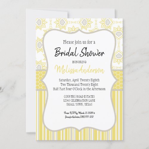 Bee Yellow and Grey Geometric Invitation