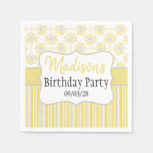 Bee Yellow and Grey Geometric Napkins