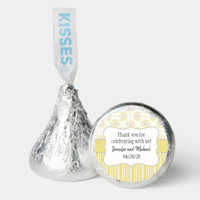 Bee Yellow and Grey Geometric Wedding Hershey®'s Kisses® (Front)