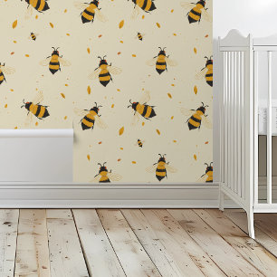 Bee Yellow Bumblebee Child's Room Nursery Wallpaper