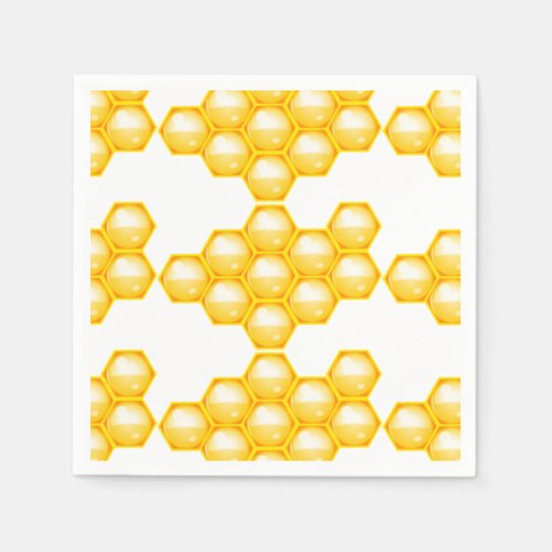 Bee Yellow Honeycomb Party Paper Napkins