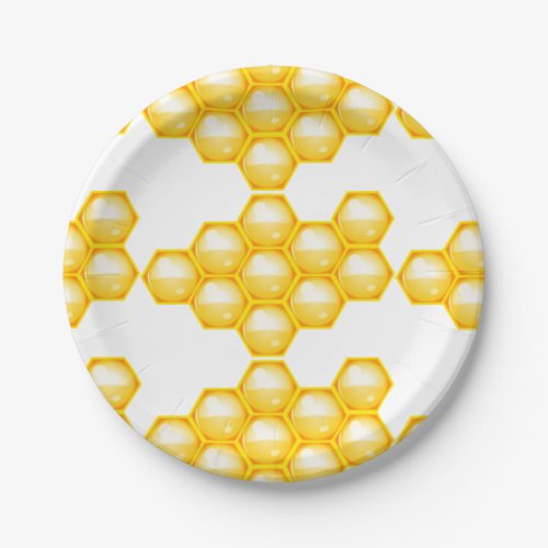 Bee Yellow Honeycomb Party Paper Plates