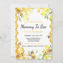 Bee Yellow Mommy To Bee Baby Shower  Invitation