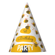 Bee Yellow & Pink Baby's 1st Birthday Party Hat at Zazzle