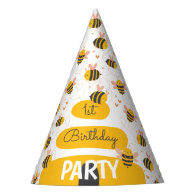 Bee Yellow & Pink Baby's 1st Birthday Party Hat