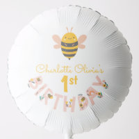 Bee Yellow & Pink Floral ONE Baby's 1st Birthday