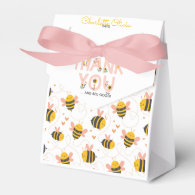 Bee Yellow & Pink Floral ONE Baby's 1st Birthday Favor Box