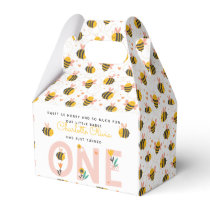 Bee Yellow & Pink Floral ONE Baby's 1st Birthday Favor Boxes