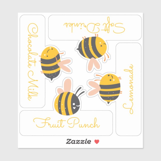 Bee Yellow & Pink Sticker (Sheet)