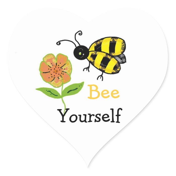 Bee Yourself Bumble Bee Design Heart Stickers