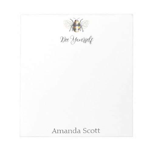 Bee Yourself Watercolor Bumble Bee Notepad