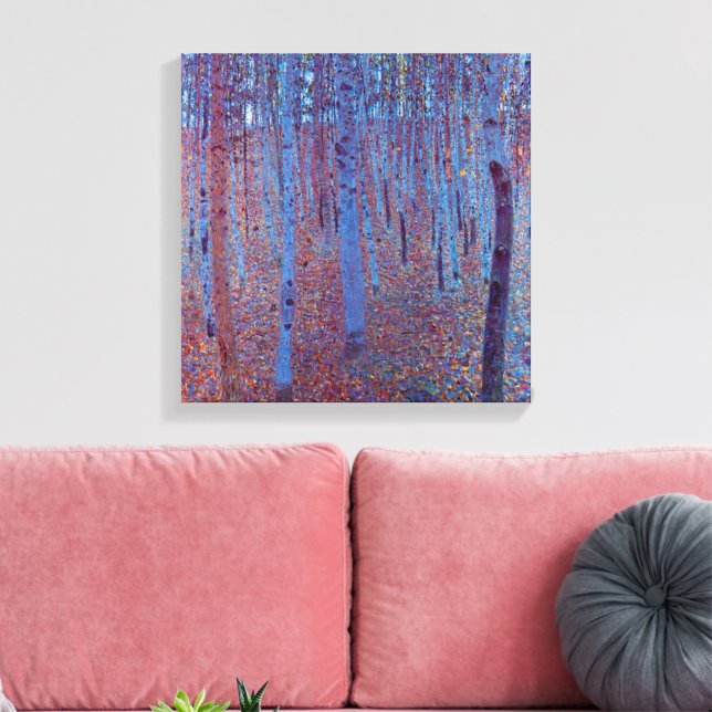 Beech Forest by Gustav Klimt, Vintage Art Nouveau Canvas Print (Insitu(LivingRoom))