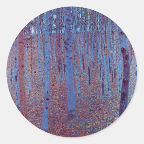 Beech Forest by Gustav Klimt Vintage Art Nouveau Classic Round Sticker