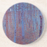 Beech Forest by Gustav Klimt, Vintage Art Nouveau Sandstone Coaster<br><div class="desc">Beech Forest (1902) by Gustav Klimt is a vintage Victorian Era Symbolism fine art landscape painting featuring a nature scene. A dark forest with beech trees and leaves at night. About the artist: Gustav Klimt (1862-1918) was an Austrian Symbolist painter and one of the most prominent members of the Vienna...</div>