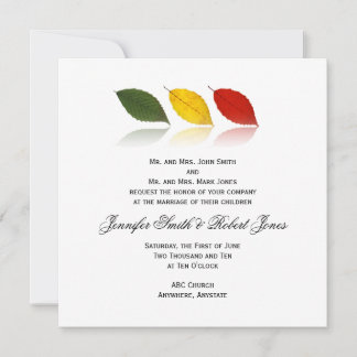 Beech Forest Green, Gold, Red Wedding Invitation