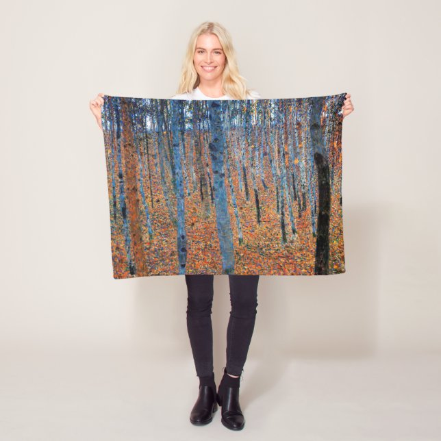 Beech Grove, Gustav Klimt Fleece Blanket (In Situ)