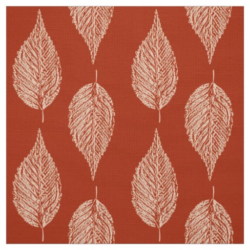 Beech Leaf Chalk Print, Mandarin Orange Fabric