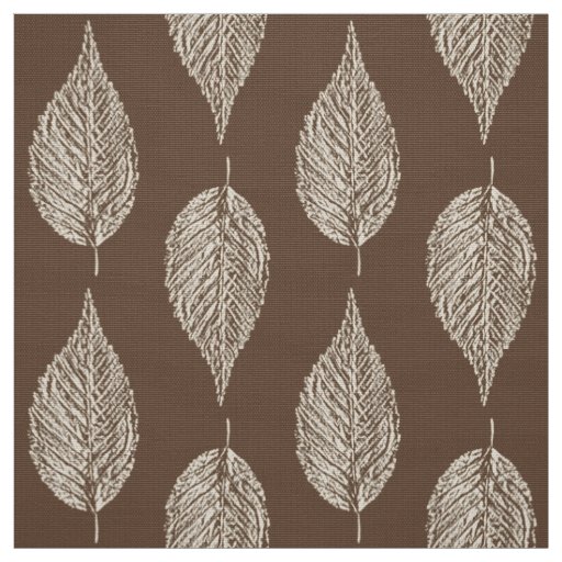 Beech Leaf Chalk Print, Taupe Tan and Cream Fabric
