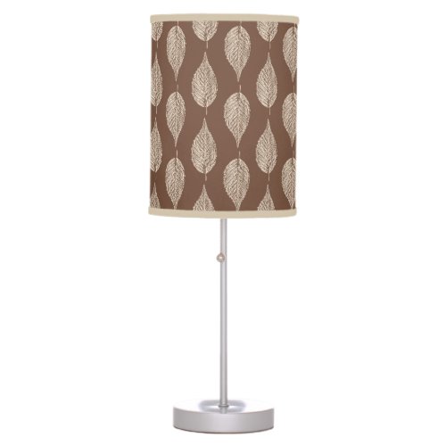 Beech Leaf Chalk Print Taupe Tan and Cream Table Lamp