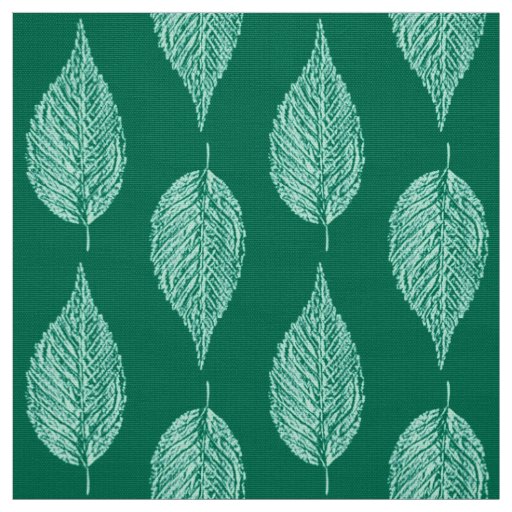 Beech Leaf Chalk Print, Turquoise and Aqua Fabric