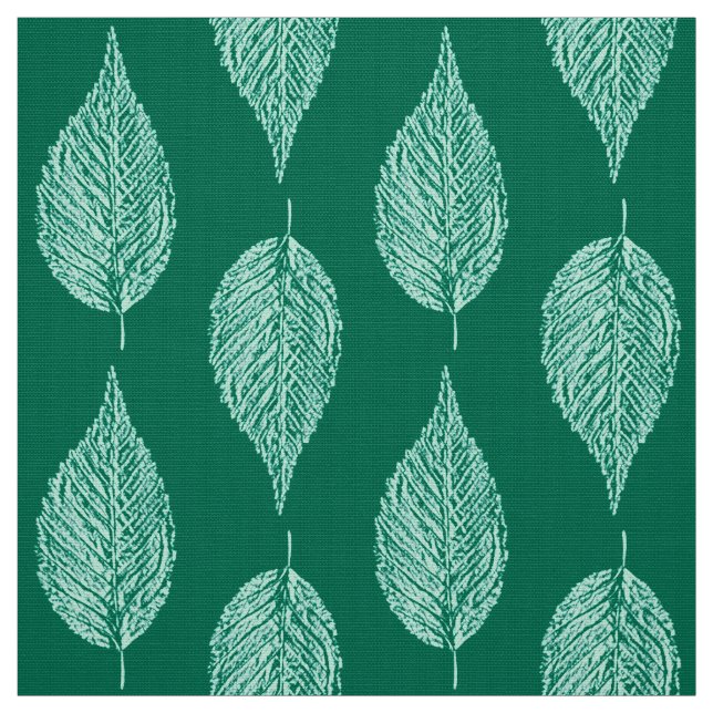 Beech Leaf Chalk Print, Turquoise and Aqua Fabric (Swatch)