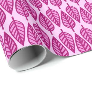 Beech leaf pattern - Burgundy wine and pink Wrapping Paper