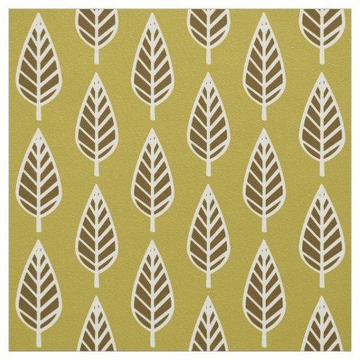 Beech leaf pattern - Camel tan and brown Fabric