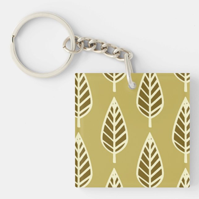 Beech leaf pattern - Camel tan and brown Keychain (Front)