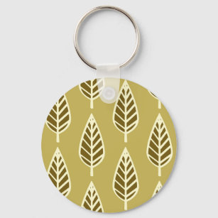 Beech leaf pattern - Camel tan and brown Keychain