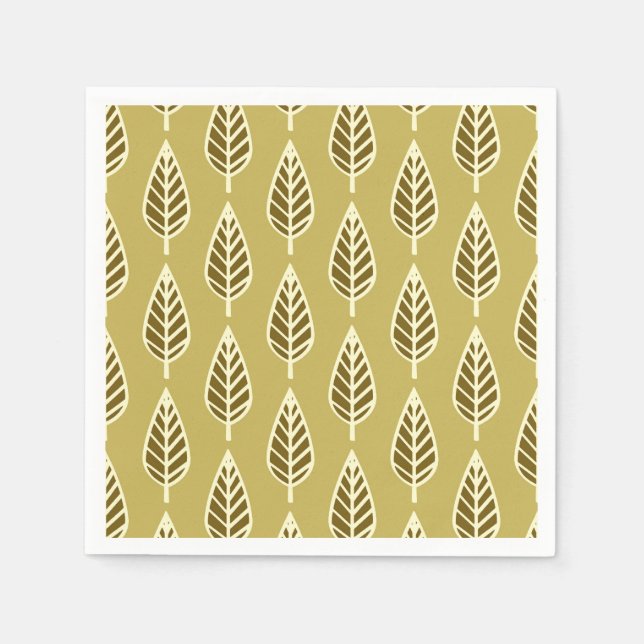 Beech leaf pattern - Camel tan and brown Napkins (Front)