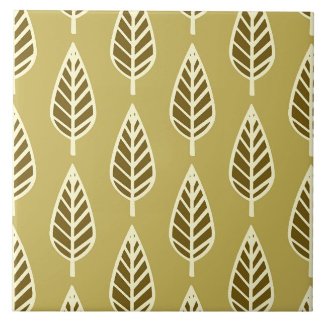 Beech leaf pattern - Camel tan and brown Tile (Front)