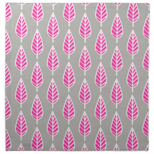 Beech leaf pattern - Fuchsia pink and silver Napkin