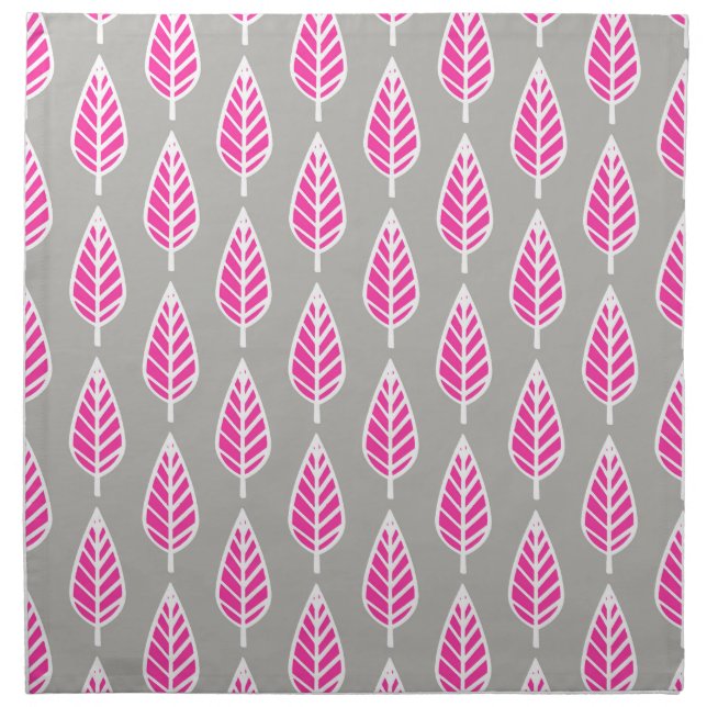 Beech leaf pattern - Fuchsia pink and silver Napkin (Front)
