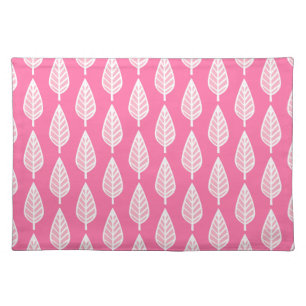 Beech leaf pattern - Hot pink and white Cloth Placemat