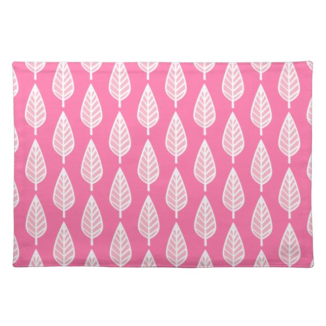 Beech leaf pattern - Hot pink and white Cloth Placemat (Front)