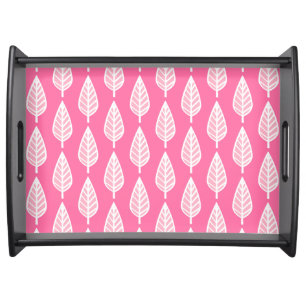 Beech leaf pattern - Hot pink and white Serving Tray