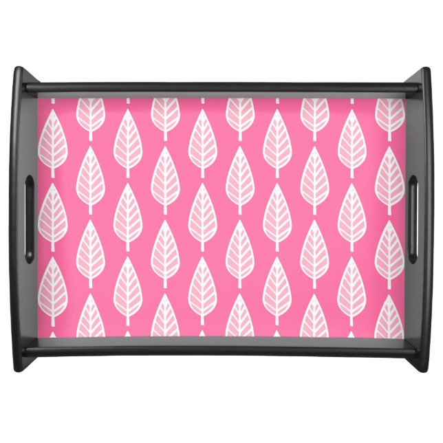 Beech leaf pattern - Hot pink and white Serving Tray (Front)