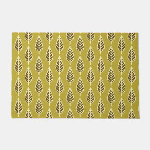 Beech Leaf Pattern, Mustard Gold, Brown and Cream Doormat