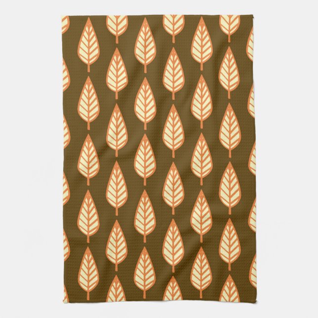Beech leaf pattern - Orange and brown Towel (Vertical)