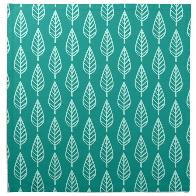 Beech leaf pattern - Peacock and aqua Cloth Napkin (Front)