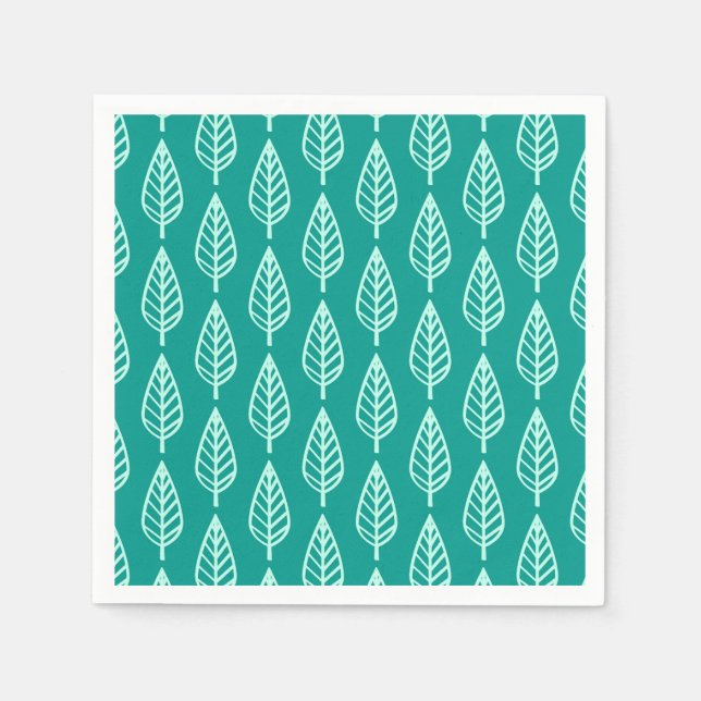 Beech leaf pattern - Peacock and aqua Napkins (Front)