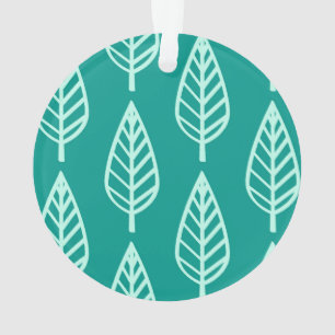 Beech leaf pattern - Peacock and aqua Ornament