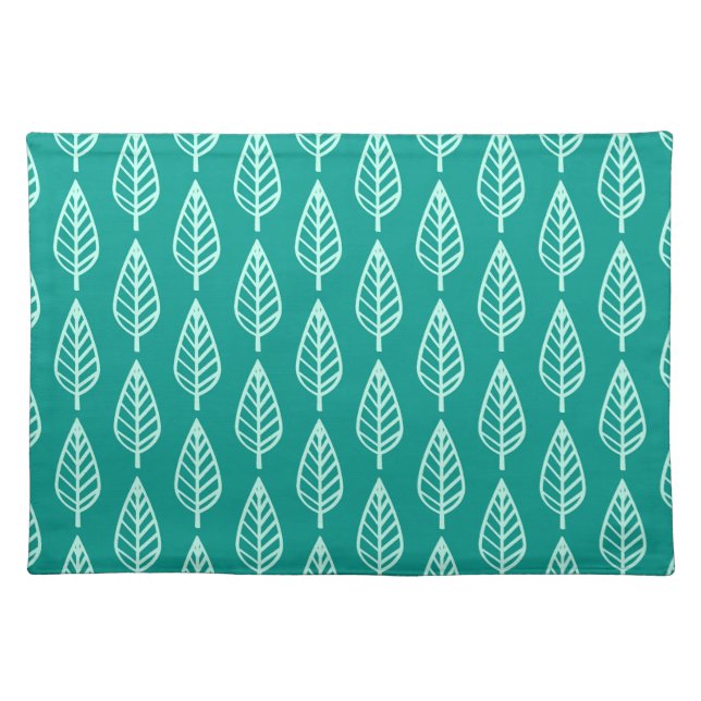 Beech leaf pattern - Peacock and aqua Placemat (Front)