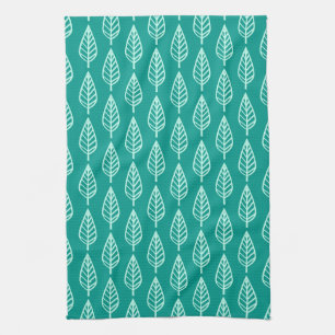 Beech leaf pattern - Peacock and aqua Towel